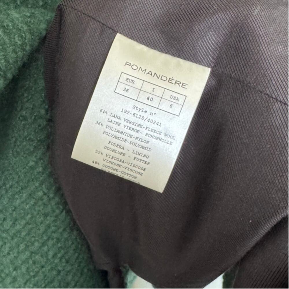 Pomandere Long Green Wool Coat Size US 6 - Picture 5 of 5
